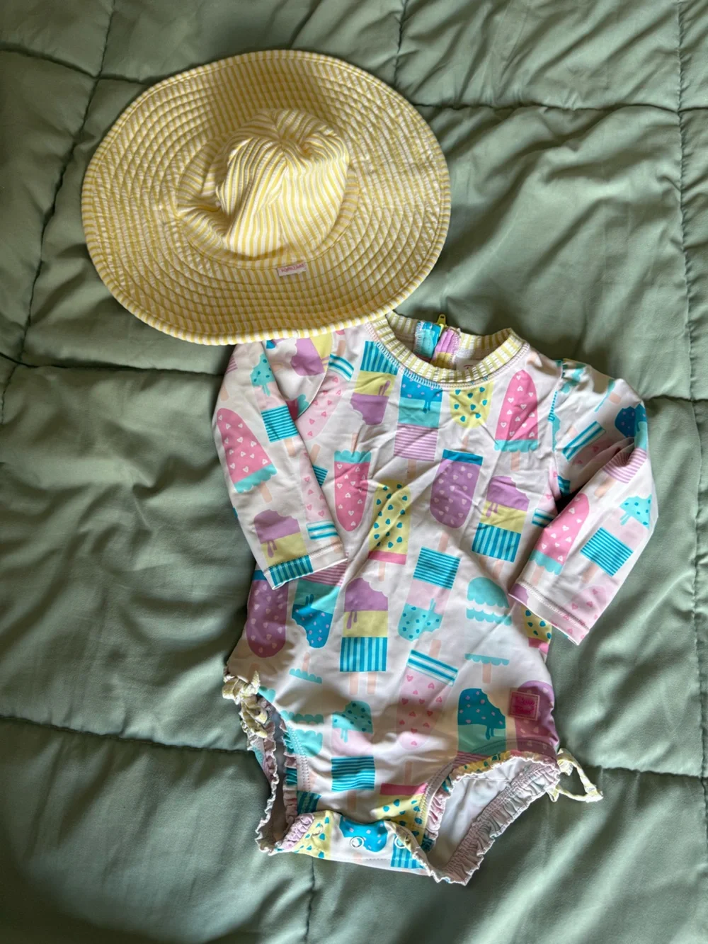 Kids Ice Pop Print Swimsuit- Pink, Blue, Purple